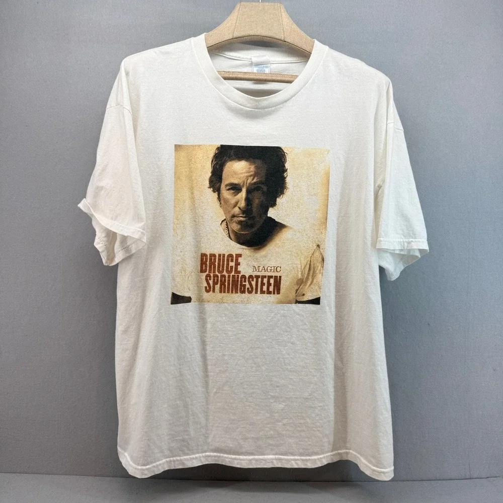 Bruce Springsteen‎ Magic Album Tour T-Shirt Mens 2XL White Graphic Tee Tracklist